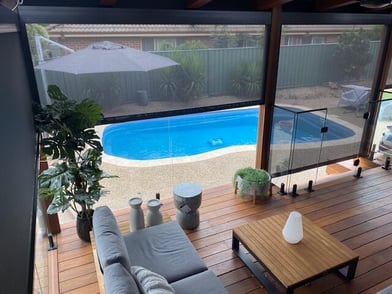 BACKYARD OASIS WITH OUTDOOR BLINDS